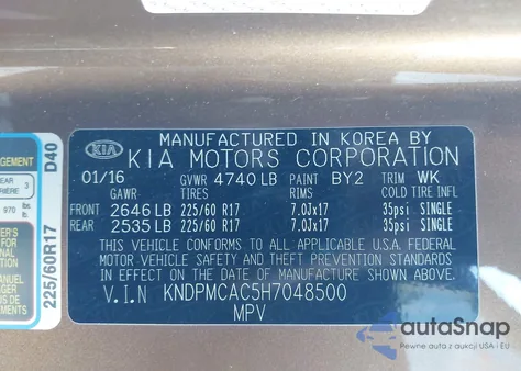 2017 Kia Sportage Lx z USA, uszkodzony, nr VIN KNDPMCAC5H7048500